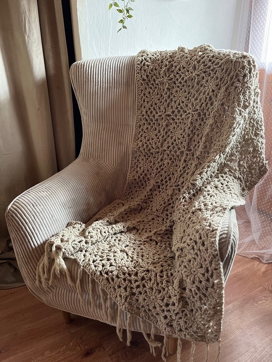 Image of Koc Willow Crochet Blanket 25 % wełna