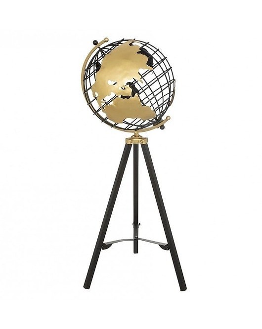 Image of Pakamera Globus Dekoracyjny Globus na Trójnogu Czarno Złoty 70 cm