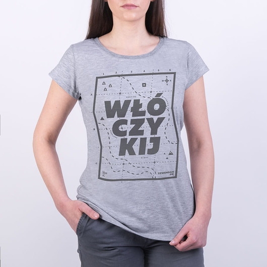 Image of Pakamera Koszulka damska WŁÓCZYKIJ jasnoszara