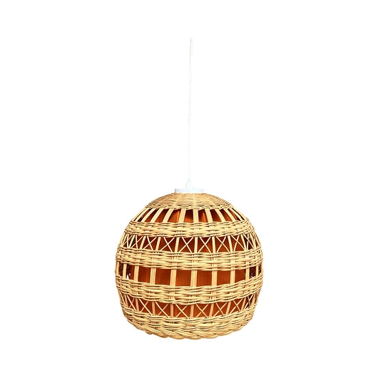 Image of Pakamera Lampa sufitowa z wiklinowym kloszem, Polska lata 60.