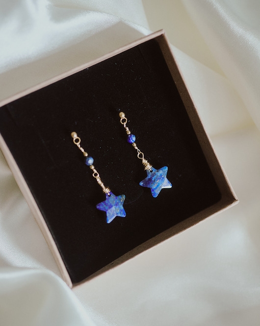 Image of Pakamera Kolczyki gwiazdki z lapis lazuli