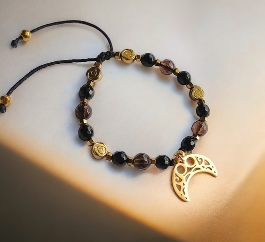 Image of Pakamera PREMIUM lunula TURMALIN, KWARC DYMNY : pudełko jubilerskie