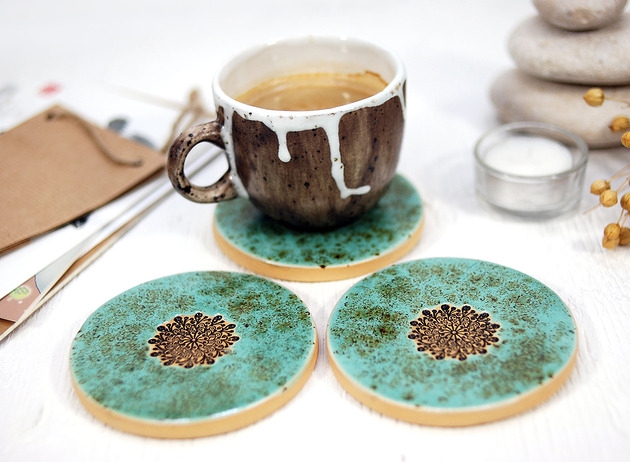 Image of Pakamera Ceramiczne podkładki pod kubek, filiżankę - hygge