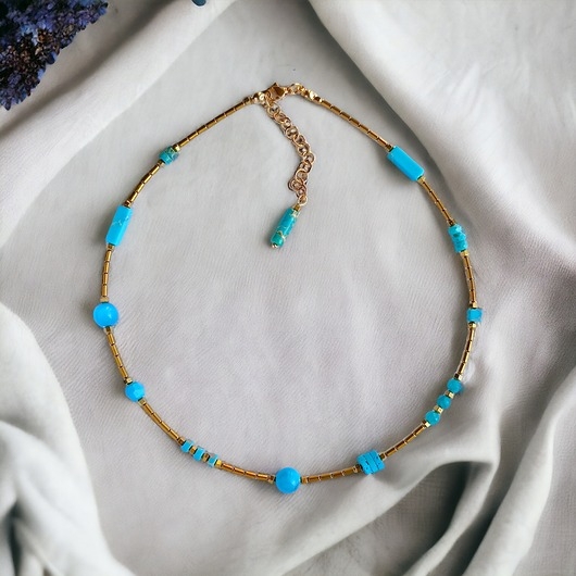 Image of Pakamera Naszyjnik TURQUOISE : choker :: summer collection : TURKUSOWY NASZYJNIK