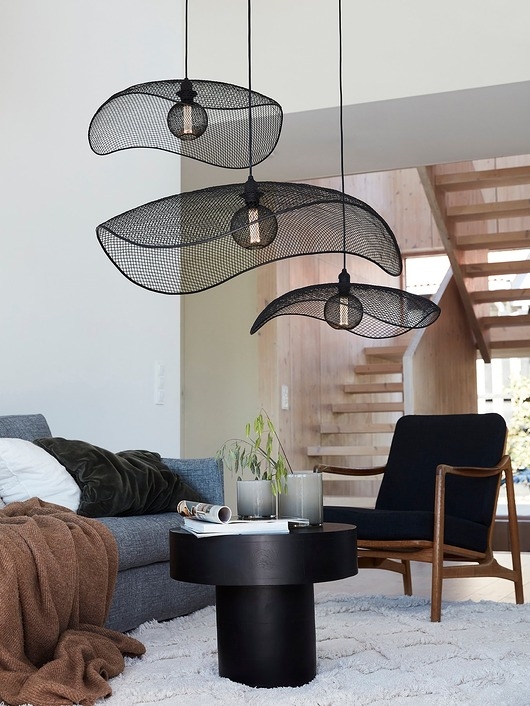 Image of Pakamera Czarna lampa wisząca z metalowej siatki Vivi