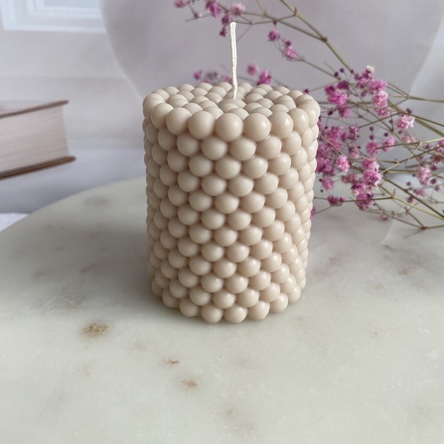 Image of Pakamera Świeca sojowa dekoracyjna Bubbles 60x75mm jasny beż