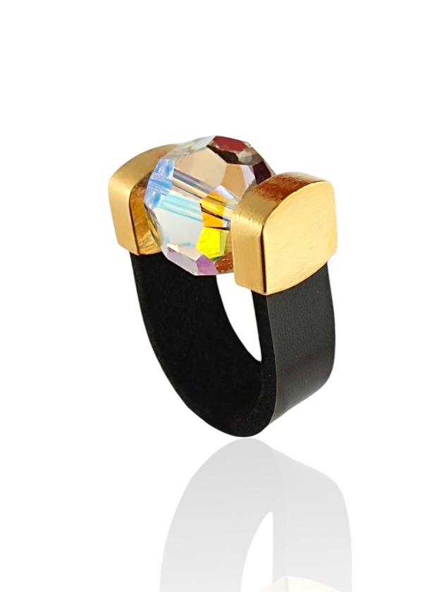 Image of Pakamera Crystal AB Ring in Gold LIMITED