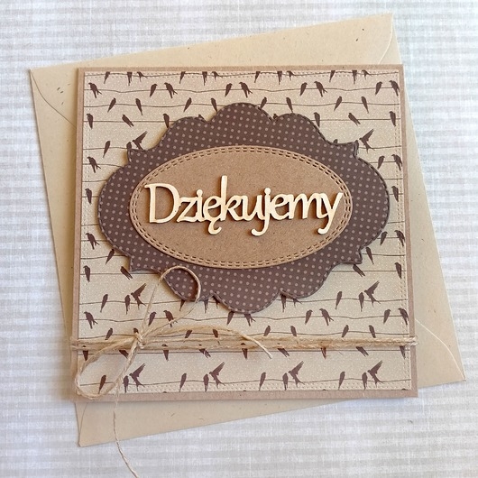 Image of Pakamera DZIĘKUJEMY : kartka handmade : podziękowanie : brąz