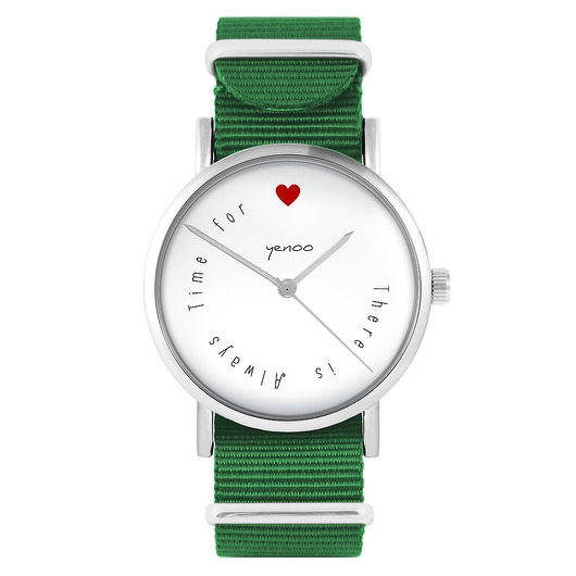 Image of Zegarek - Love time - zielony, nylonowy