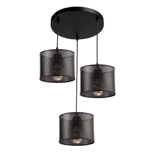Image of Pakamera Czarna lampa wisząca z abażurami dziurki ażur led E27