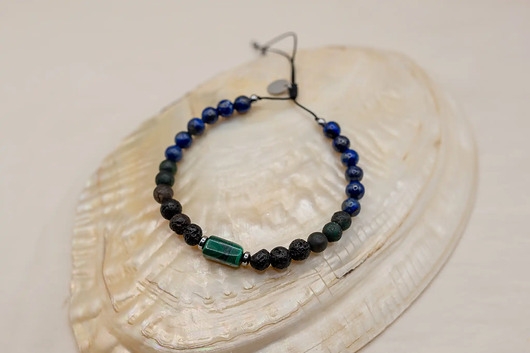 Image of Pakamera Bransoletka Męska Malachit Lapis Lazuli Agat