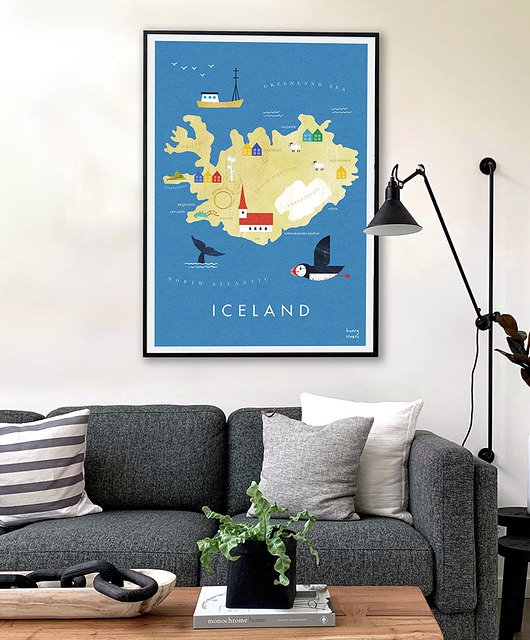 Image of Islandia - plakat - mapa graficzna