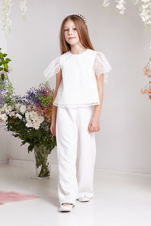 Image of Pakamera Kremowe eleganckie spodnie dla dziewczynki livia