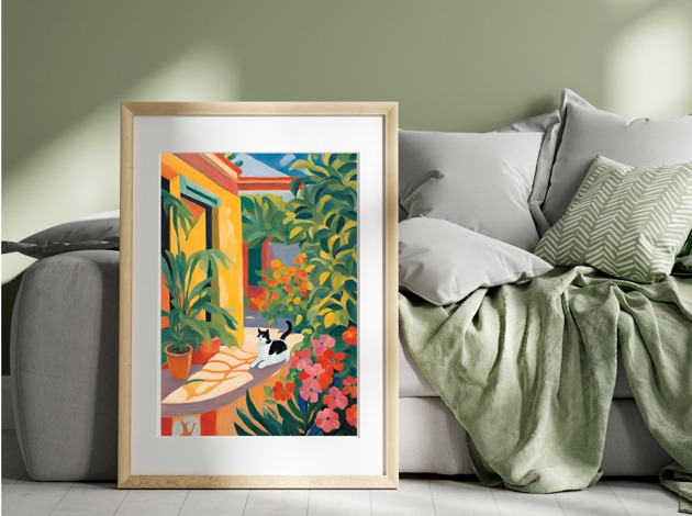 Image of PLAKAT kot, Matisse obraz, kolorowa dekoracja ścienna, ilustracja