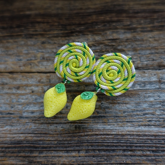 Image of Pakamera Cytrynki- letnie klipsy soutache