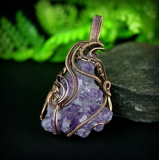 Image of Pakamera Wisiorek wire wrapping z ametystem