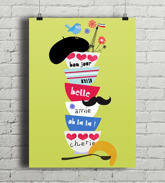 Image of Pakamera Bon Jour Cherie - plakat kuchenny art giclee