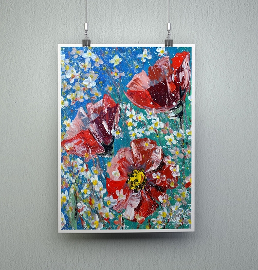 Image of Pakamera Plakat Maki na niebieskim tle