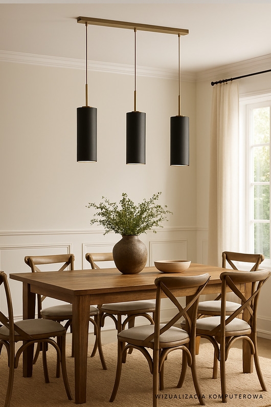 Image of Pakamera 3-punktowa lampa wisząca do kuchni z abażurami w kształcie tuby BORNEO
