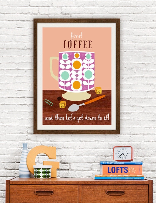 Image of Pakamera First Coffee - plakat kuchenny art giclee