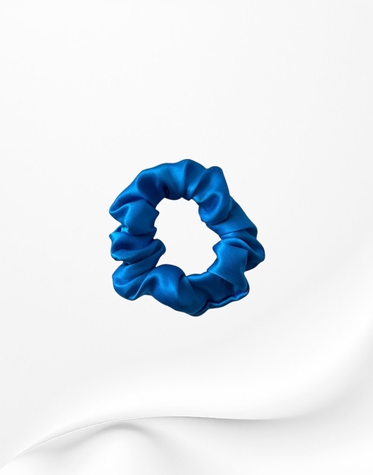 Image of Pakamera Jedwabna scrunchie gumka frotka mini niebieska