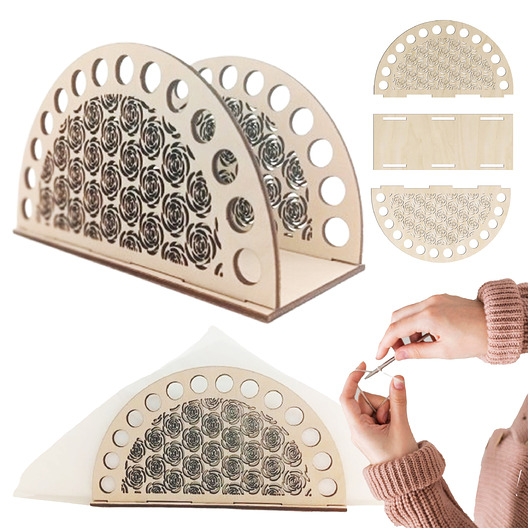 Image of Pakamera Baza do serwetnika Serwetnik na stół drewniany decoupage szydełko DIY