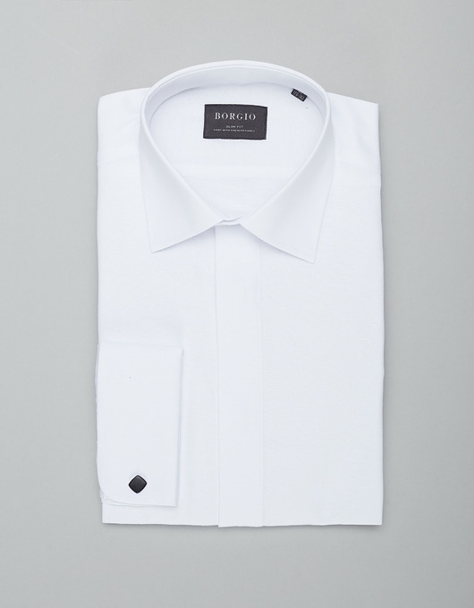 Image of Pakamera Koszula na spinki fabrizia 00414 biały slim fit