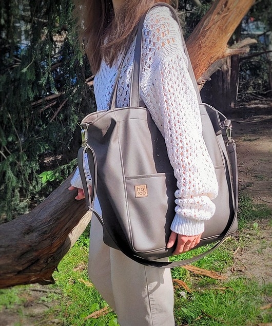 Image of Lazy bag Pocket torba taupe ekoskóra oversize