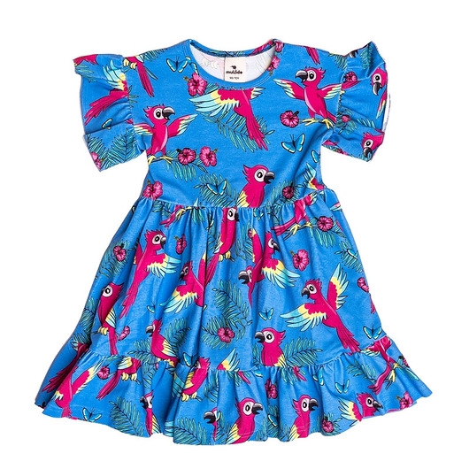 Image of Sukienka z falbanami Niebieska Papuga