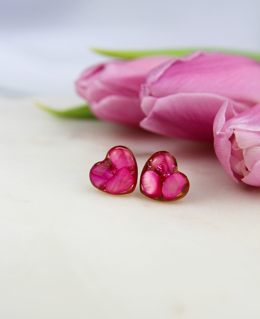 Image of Kolczyki sztyfty różowe serca