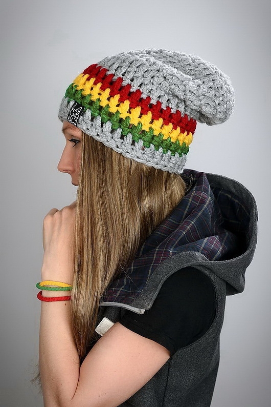 Image of Czapka Rasta 01 - JASNA SZARA