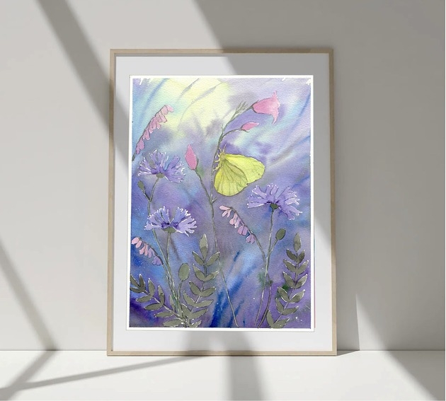 Image of Pakamera Oryginalna akwarela. Motyl cytrynek A4