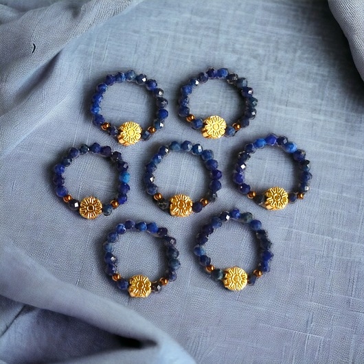 Image of Pakamera Pierścionek : lapis lazuli &amp; złoty hematyt