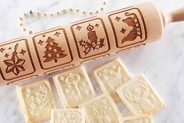 Image of Pakamera WINTER BISCUITS - grawerowany wałek do ciasta - herbatniki świąteczne