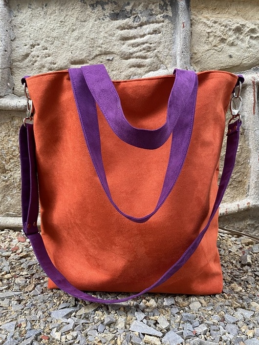 Image of Pakamera Torba hobo XXL - pomarańcz, fiolet