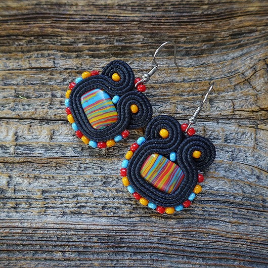 Image of Kolorowe kolczyki soutache