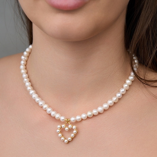 Image of Pakamera Choker naszyjnik perły naturalne- srebro 925