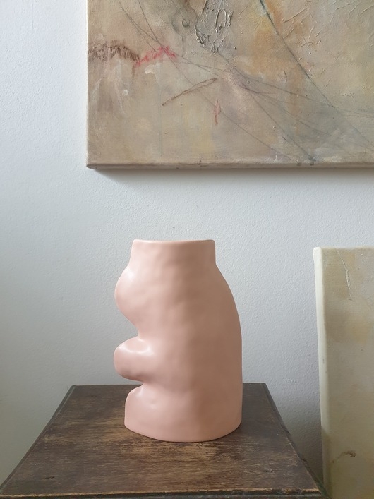 Image of Pakamera Wazon rzeźba Fluxo różowy duży ceramika wys 20 cm
