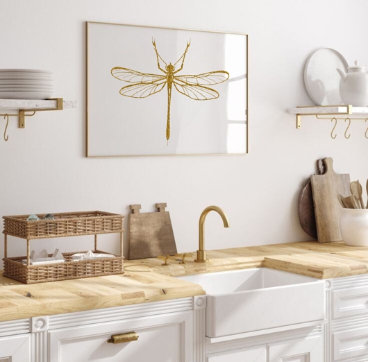 Image of PLAKAT ważka, złota ilustracja, minimalistyczna dekoracja
