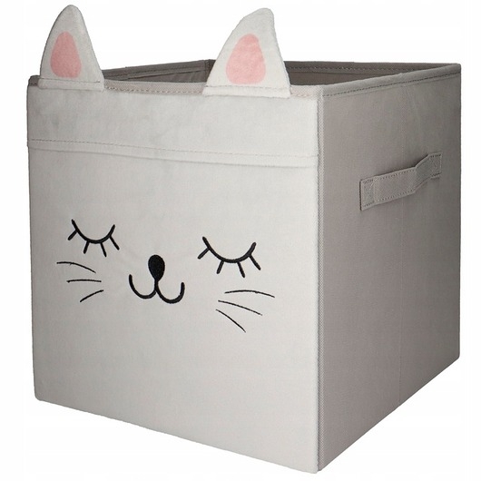 Image of Kosz pojemnik tekstylny składany pudełko na zabawki kot do regału Kallax