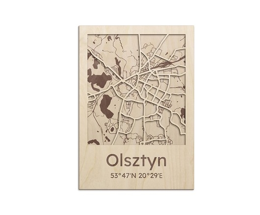 Image of Pakamera Mapa polskich miast OLSZTYN Drewniany obraz