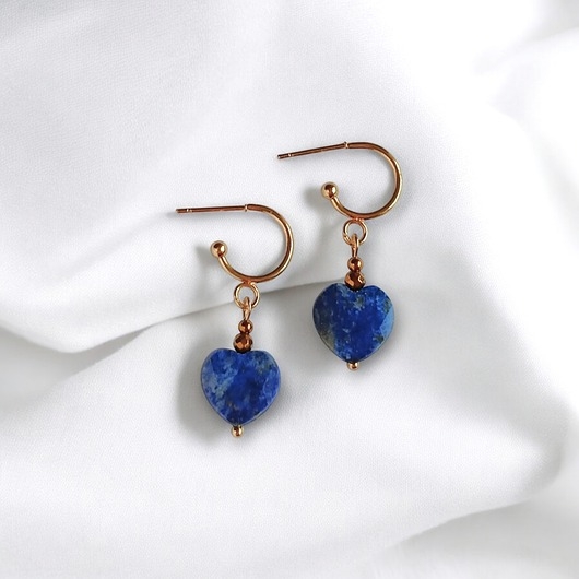Image of Pakamera Kolczyki serduszka LAPIS LAZULI : wyjątkowy prezent