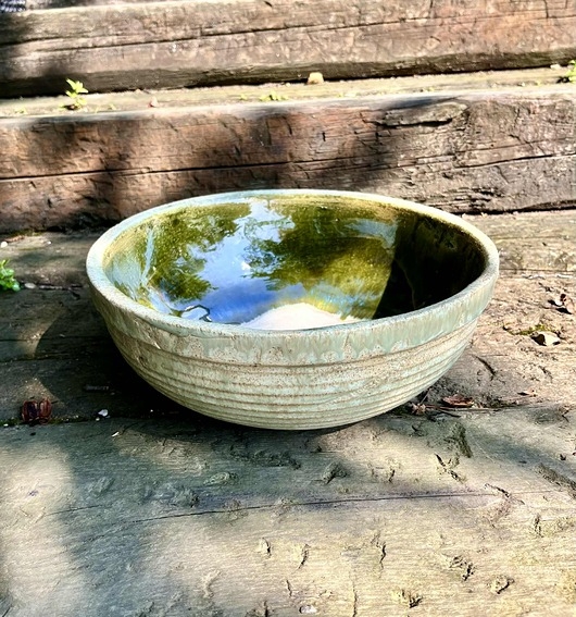 Image of Pakamera Umywalka Ceramiczna Nablatowa Ręcznie Robiona w Ciemnej Butelkowej Zieleni
