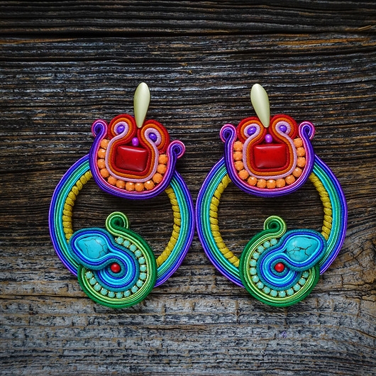 Image of Gigi- duże i etniczne kolczyki soutache