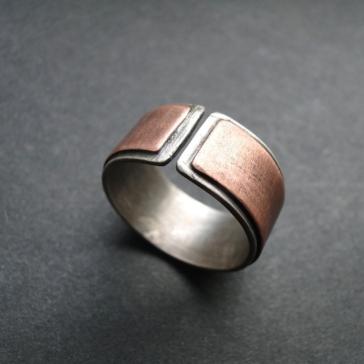 Image of Pakamera Obrączka Unisex Srebro &amp; Miedź 002