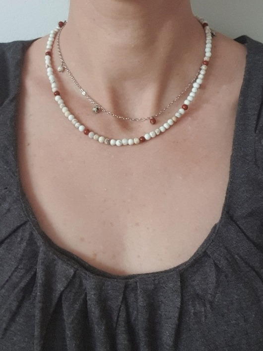 Image of Pakamera Naszyjnik choker ROOTS howlit, jaspis czerwony, jaspis dalmatyński