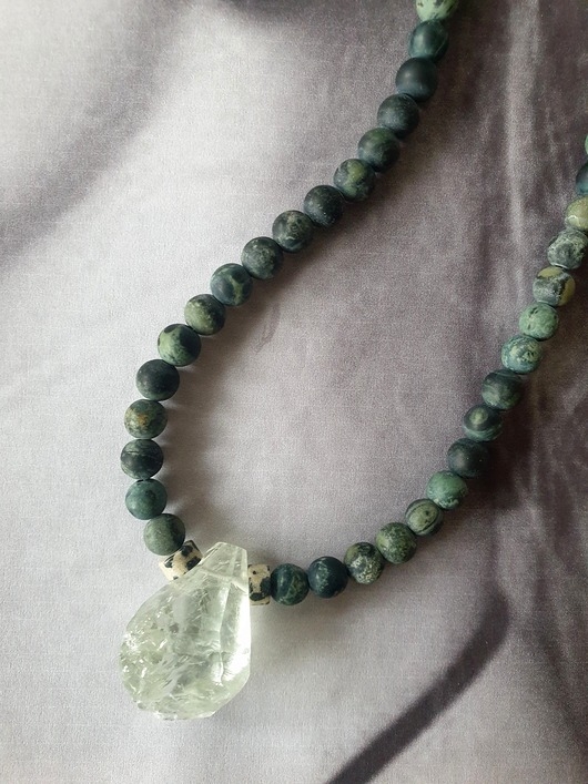 Image of Pakamera Naszyjnik choker ROOTS jaspis kambaba, prasiolit, jaspis dalmatyński