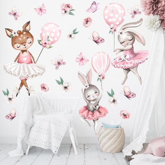 Image of Pakamera Sarenka, Króliczki, Balony - Naklejka na ścianę