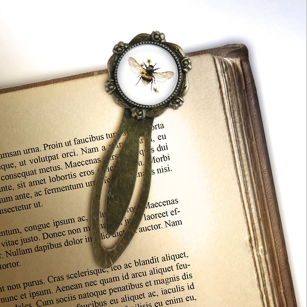Image of Pakamera Zakładka do książki - Bee natural - klips, brąz