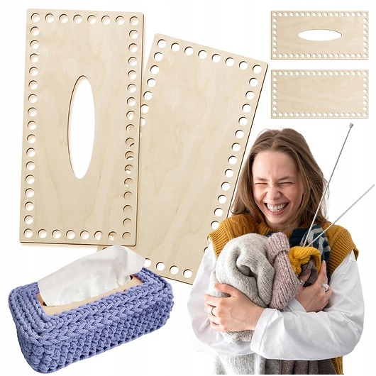 Image of Pakamera Baza ze sklejki chustecznik Dno do szydełkowania Etui Pojemnik chusteczki